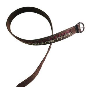 Vintage Embroidered Suede Unique Belt Size 40
